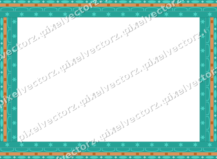 Decorative picture frame border in orange and teal with egg and dart