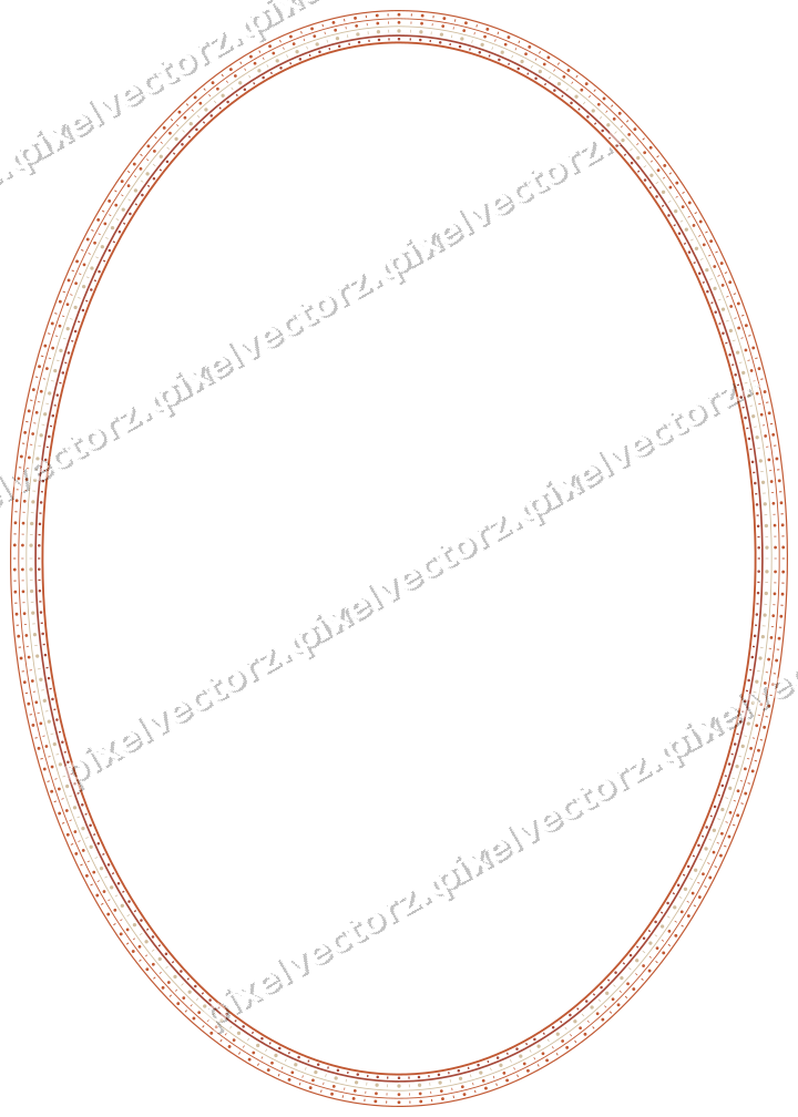 Decorative line art frame in orange and amber with oval