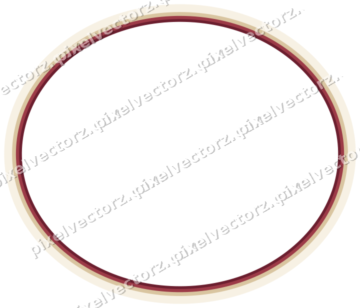 Decorative line art frame in dark pink and red with oval