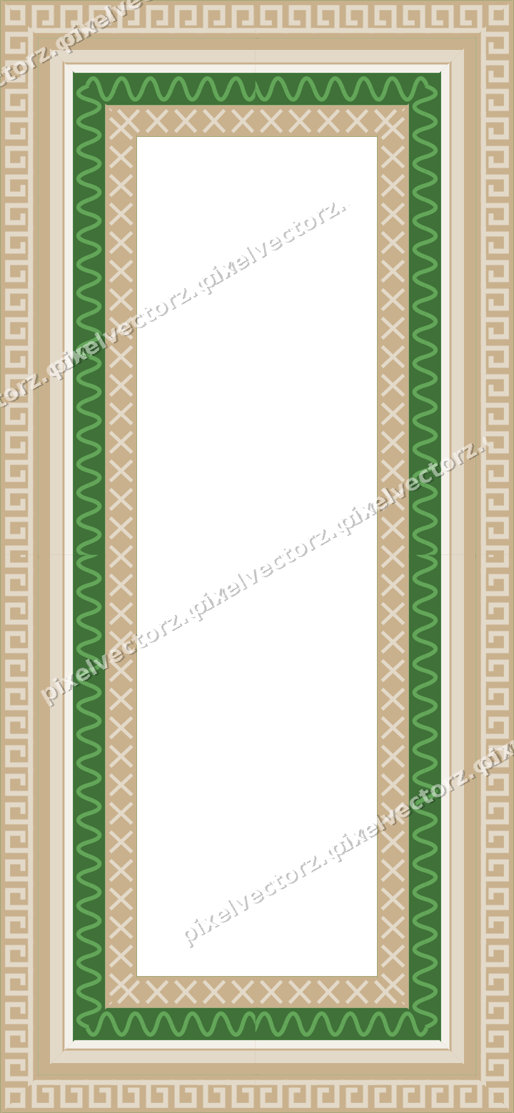 Decorative picture frame border in lime and yellow with wave band