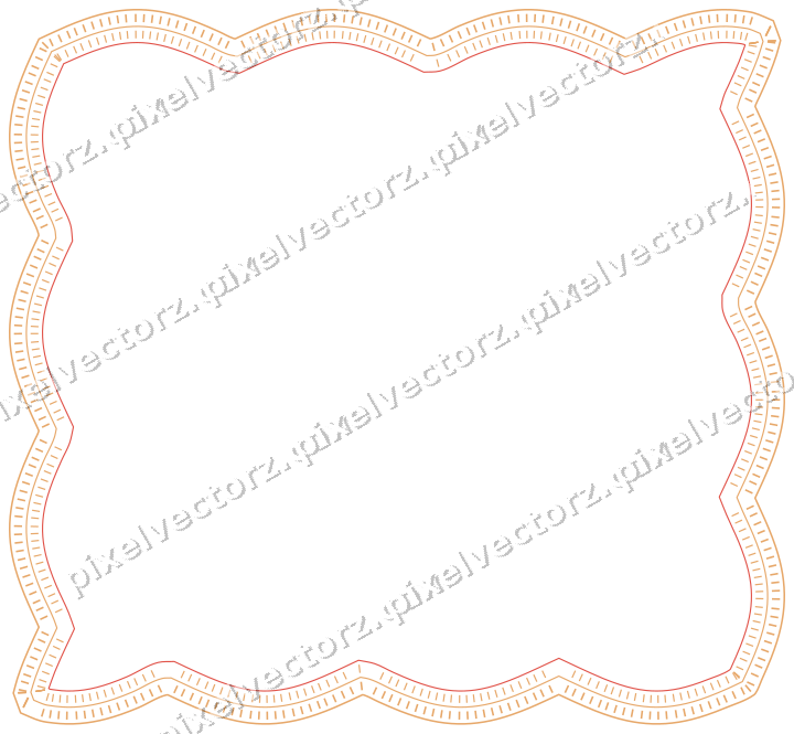 Decorative line art frame in red and orange with label plaque