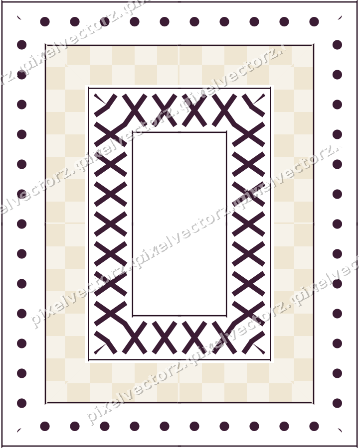 Decorative picture frame border in dark magenta and amber with dot row