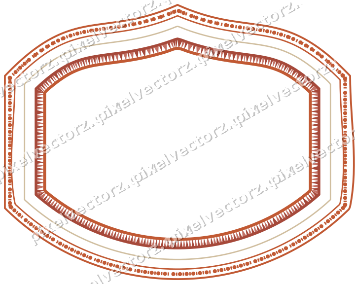 Decorative line art frame in orange and amber with label plaque