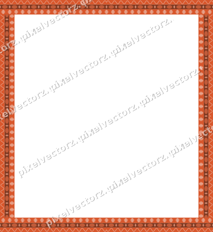 Decorative picture frame border in orange and cyan with wave band