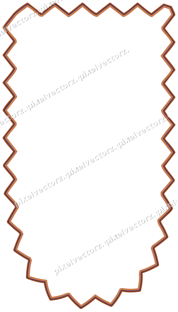 Decorative line art frame in orange and blue with shield