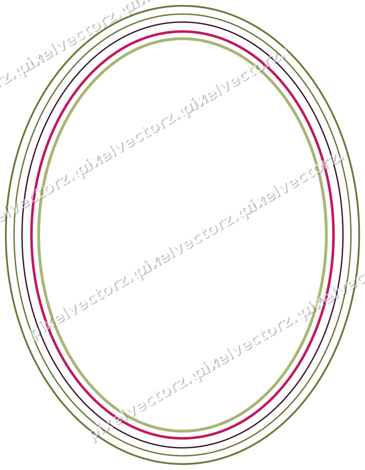 Decorative line art frame in lime and pink with oval