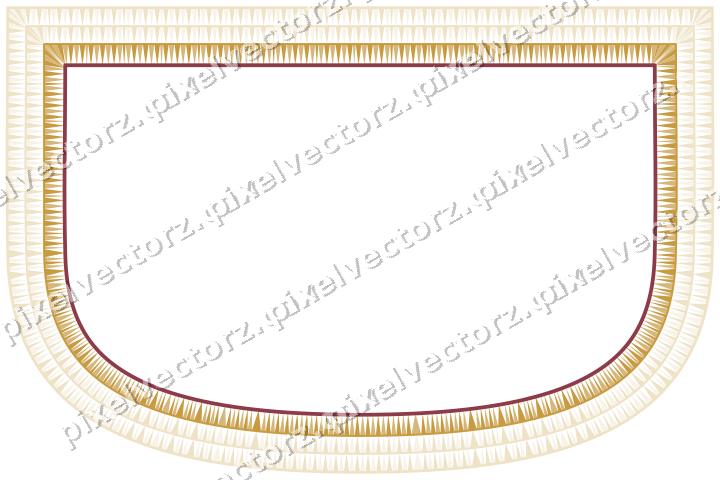 Decorative line art frame in dark pink and amber with shield