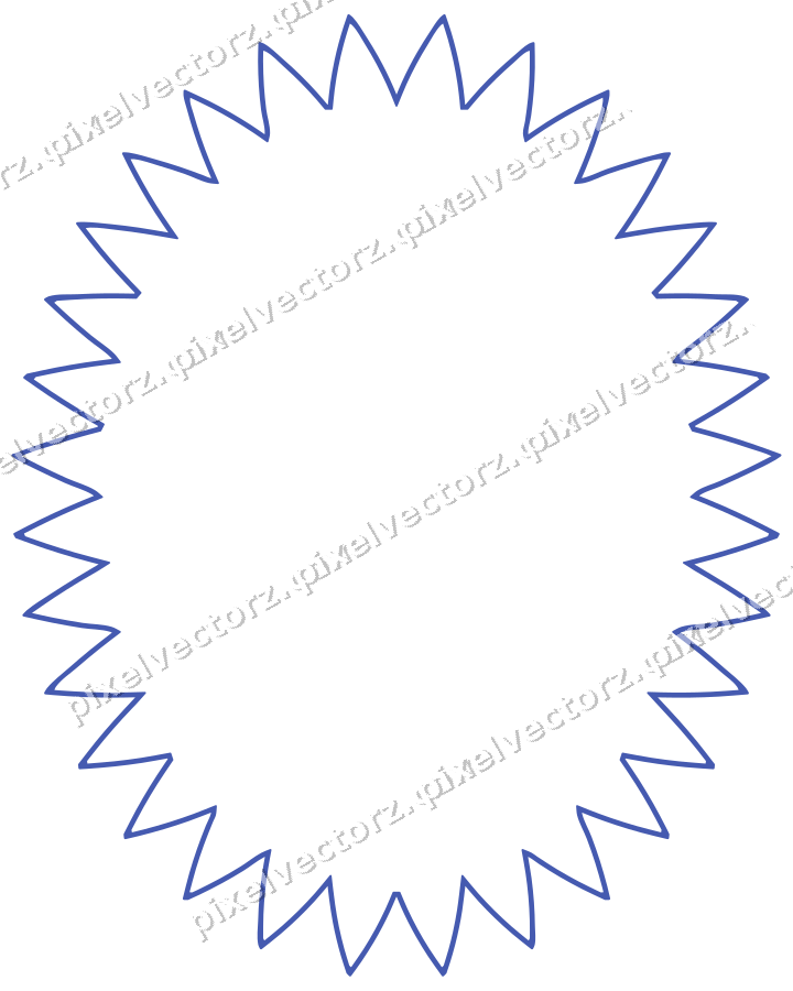 Decorative line art frame in blue and cyan with oval and zigzag edge
