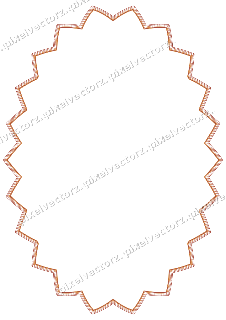 Decorative line art frame in orange and amber with oval