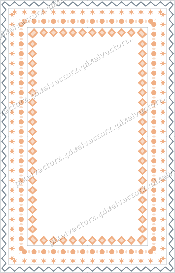 Decorative picture frame border in blue and orange with star band