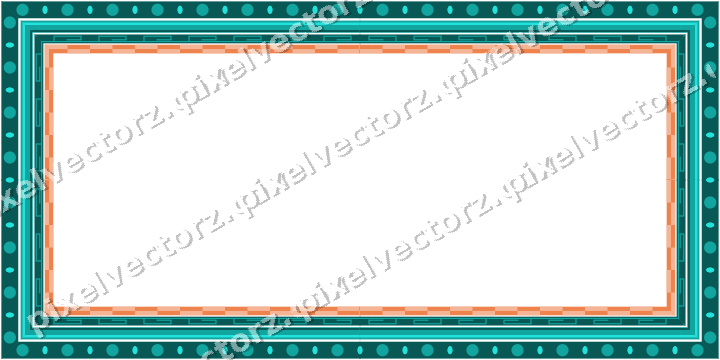 Decorative picture frame border in orange and teal with greek key