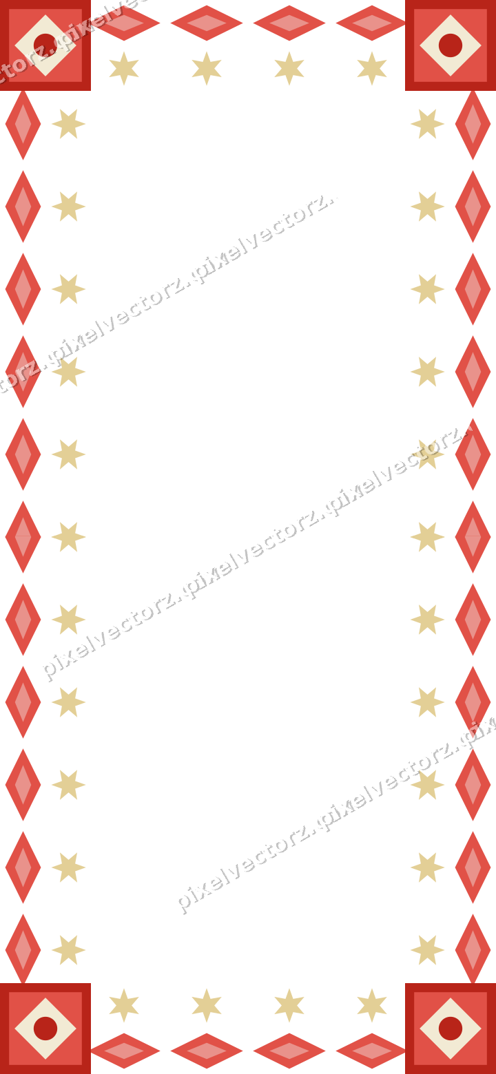 Decorative picture frame border in red and orange with diamond band
