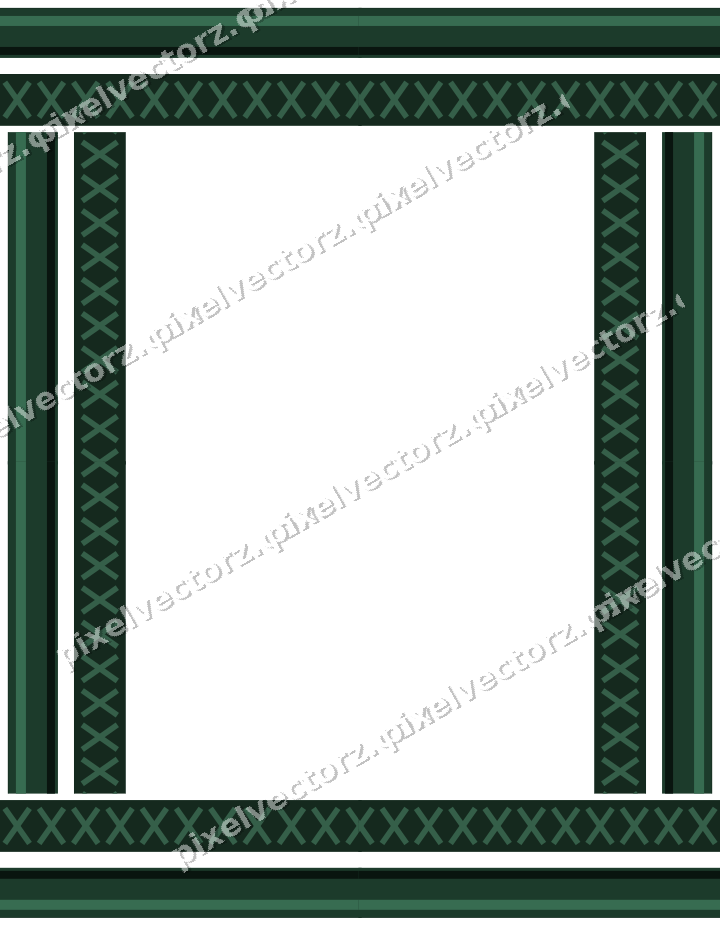 Decorative picture frame border in dark green with cross band