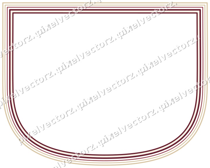 Decorative line art frame in dark pink and red with shield