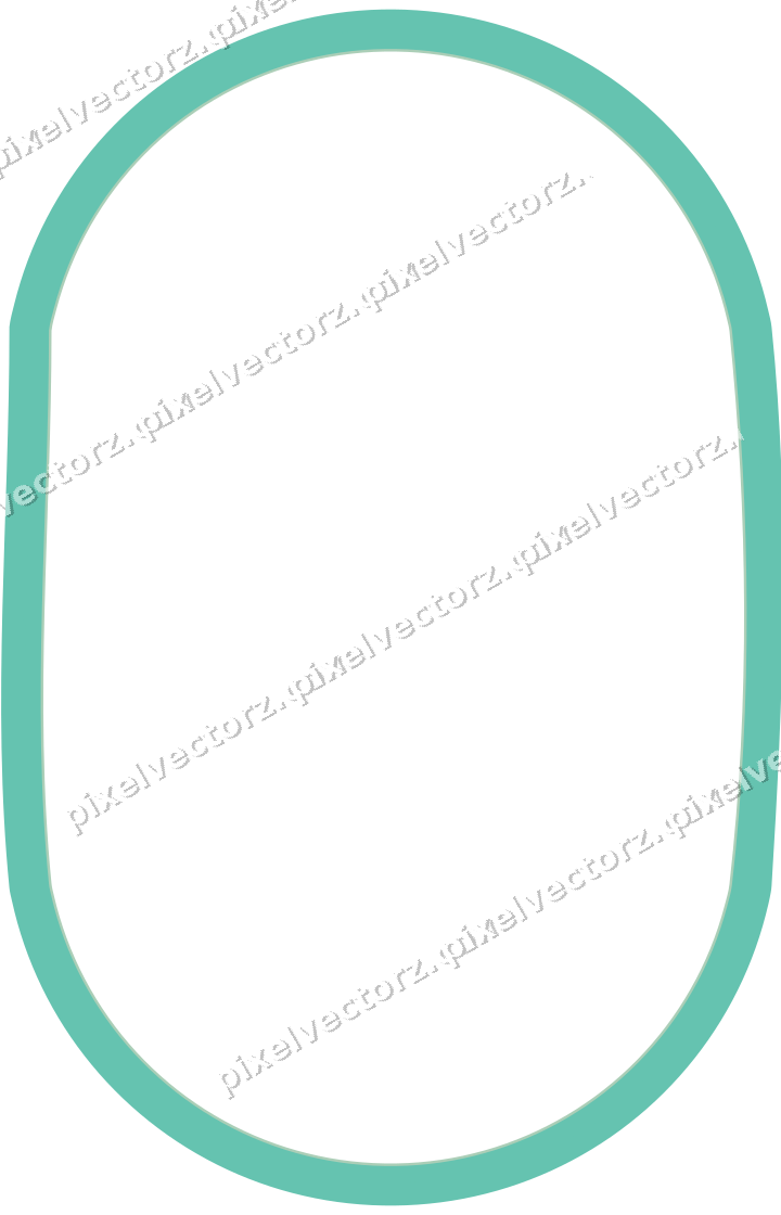 Decorative line art frame in green and teal with label plaque