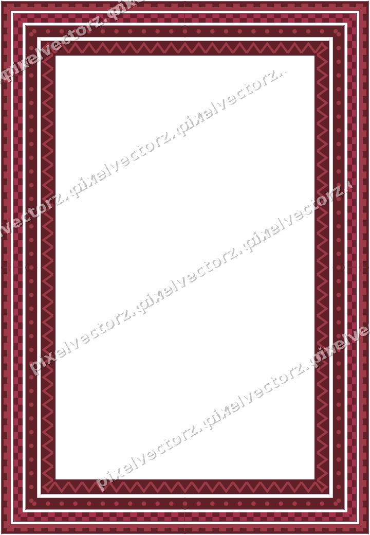 Decorative picture frame border in dark pink and red with step band