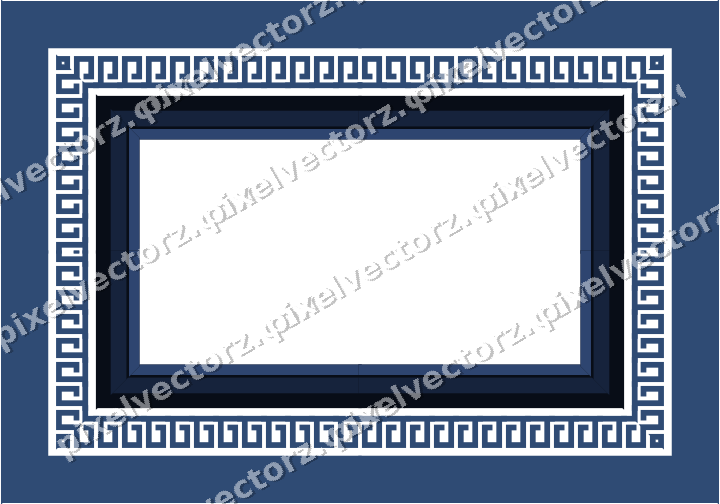 Decorative picture frame border in dark blue and amber with greek key