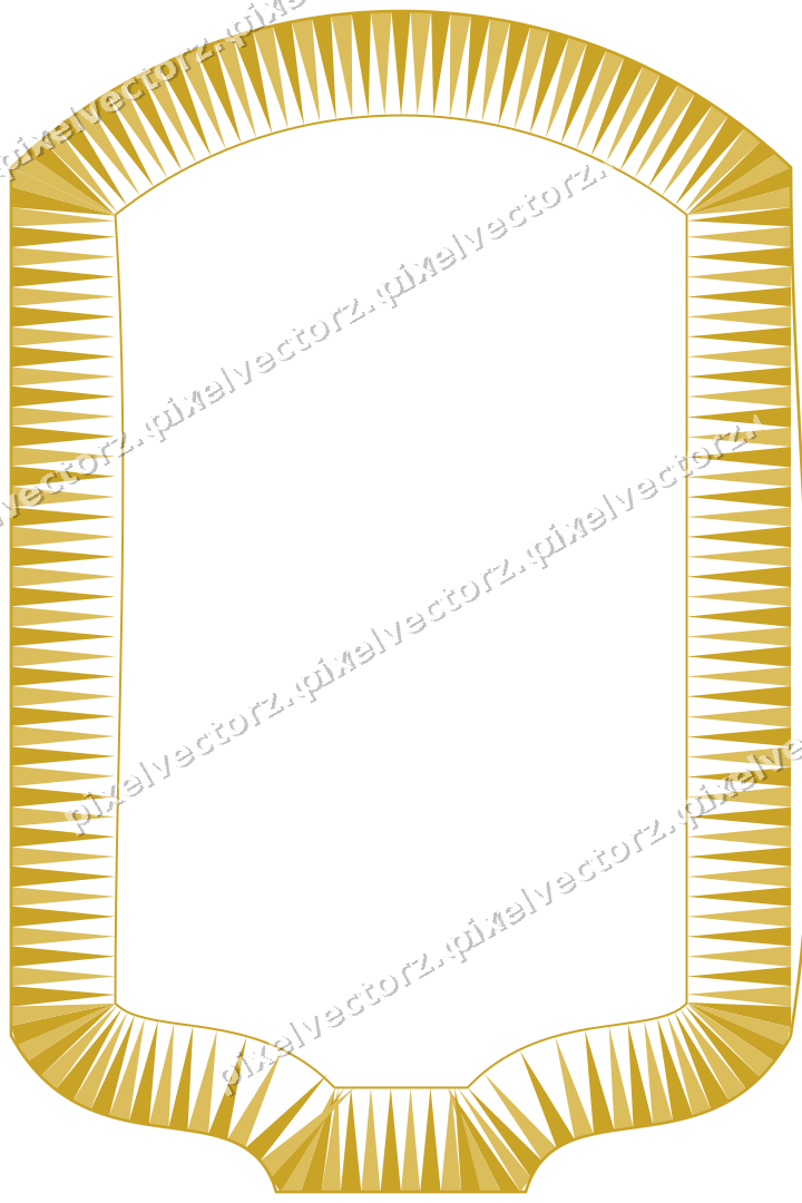 Decorative line art frame in dark green and amber with label plaque