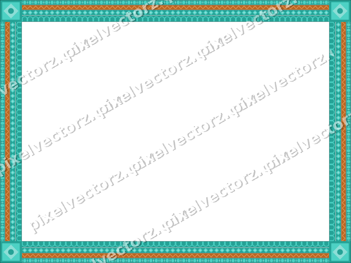 Decorative picture frame border in orange and teal with egg and dart
