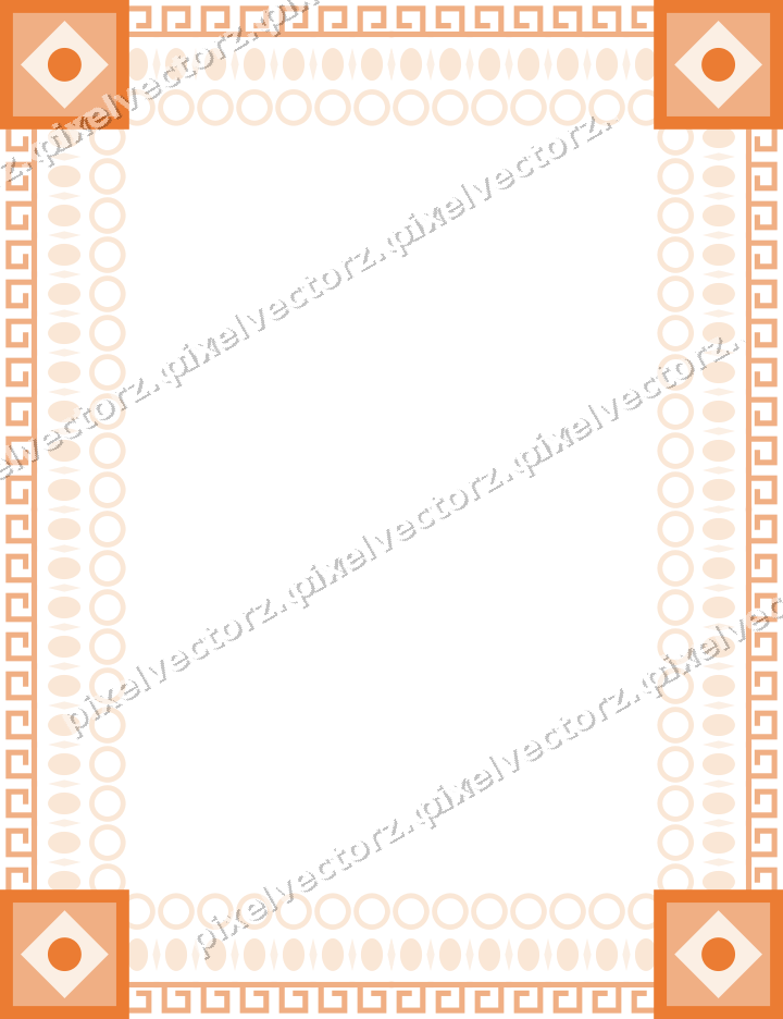 Decorative picture frame border in blue and orange with egg and dart