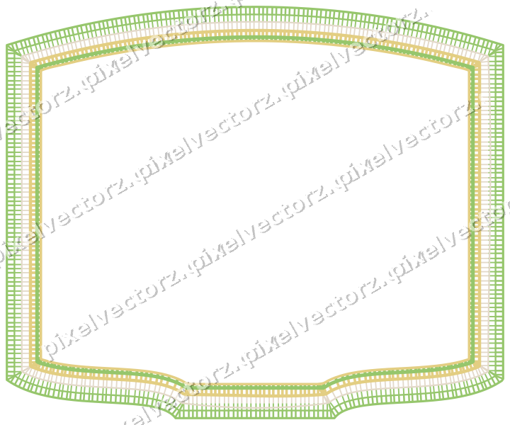 Decorative line art frame in lime and yellow with label plaque