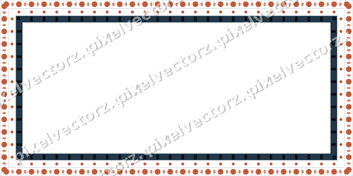 Decorative picture frame border in orange and cyan with dot row
