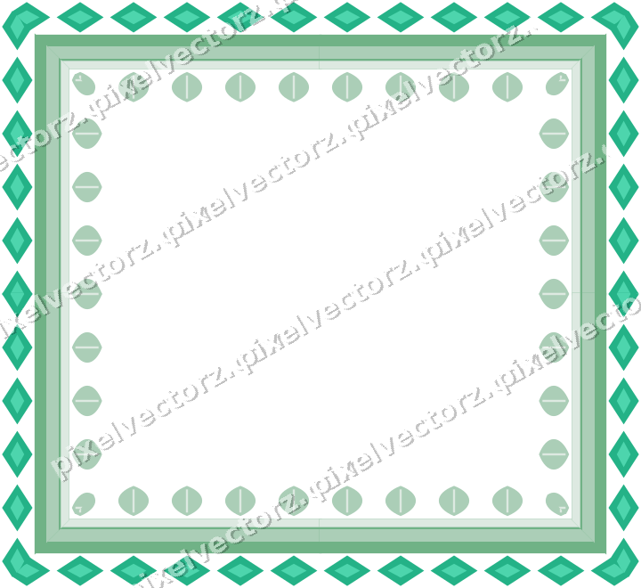 Decorative picture frame border in green and teal with diamond band