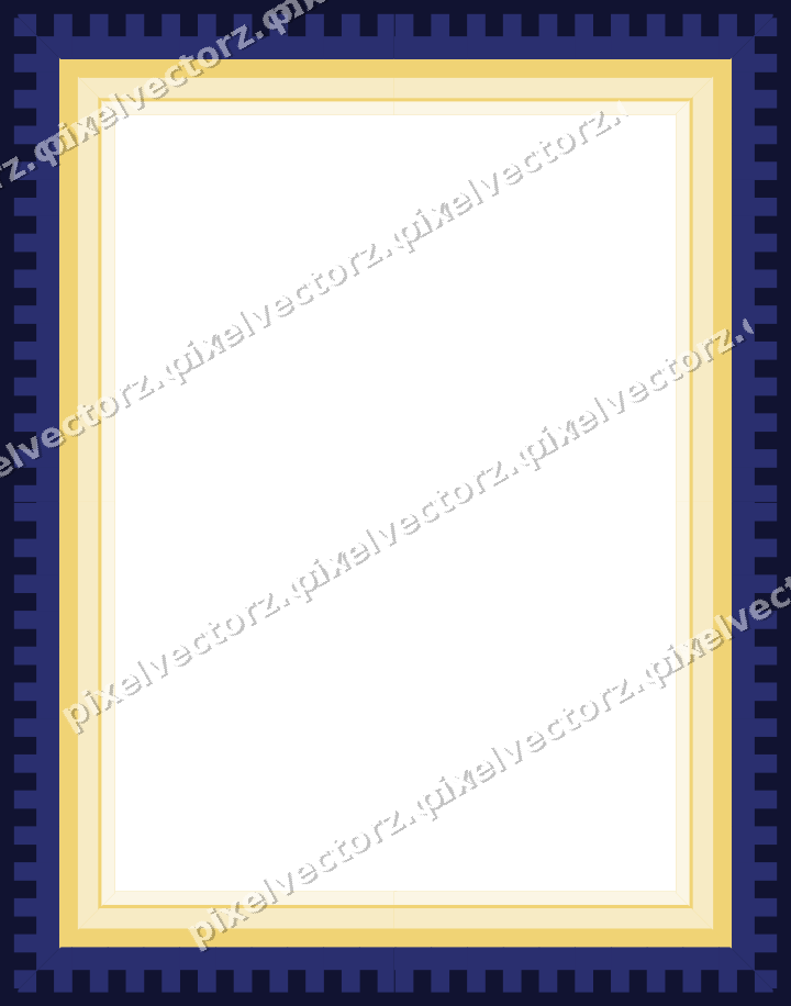 Decorative picture frame border in dark blue and amber with step band