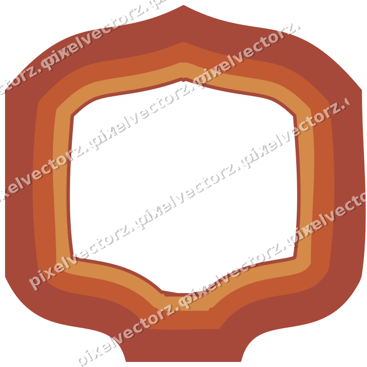 Decorative line art frame in orange and amber with label plaque