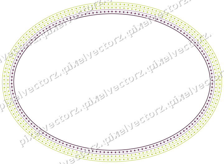 Decorative line art frame in dark magenta and lime with oval