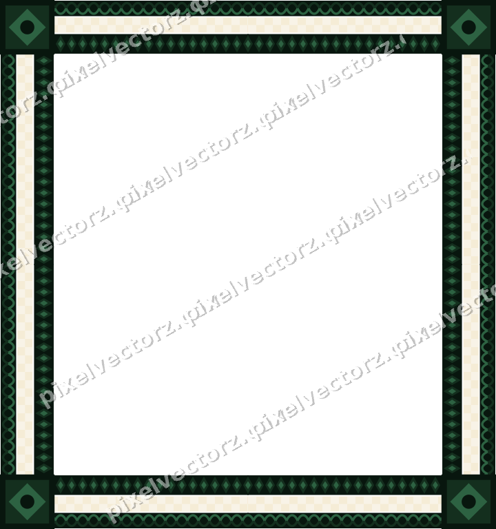 Decorative picture frame border in dark green and amber with guilloche