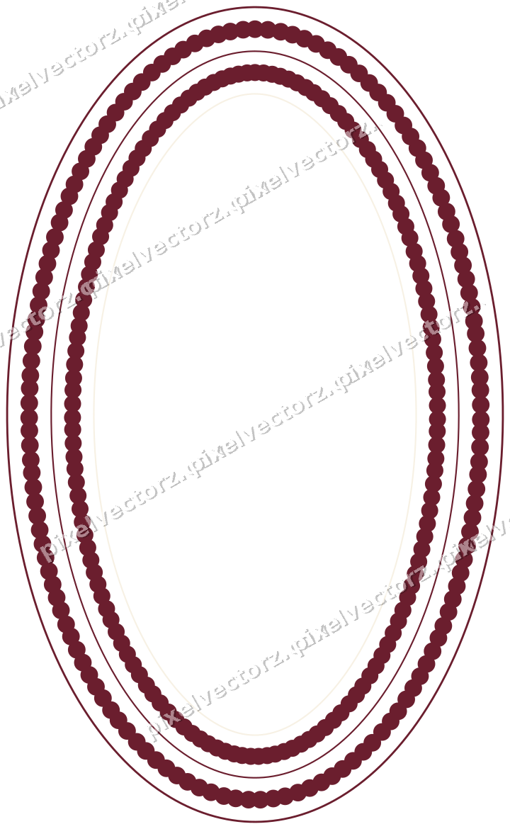 Decorative line art frame in dark pink and red with oval