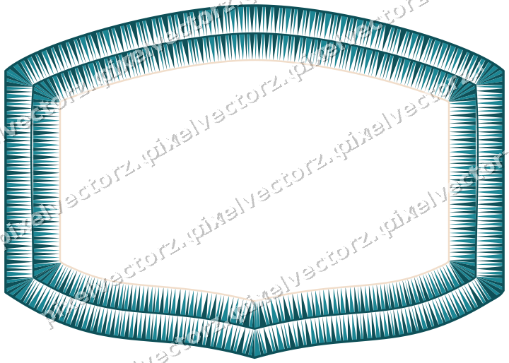 Decorative line art frame in dark teal and orange with label plaque