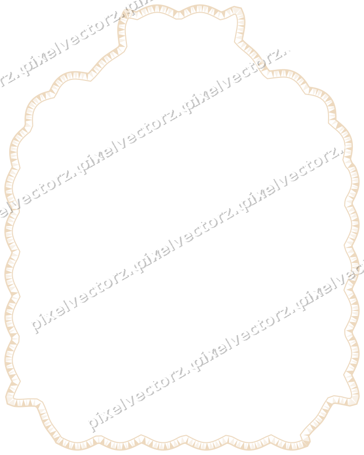 Decorative line art frame in dark green and orange with label plaque