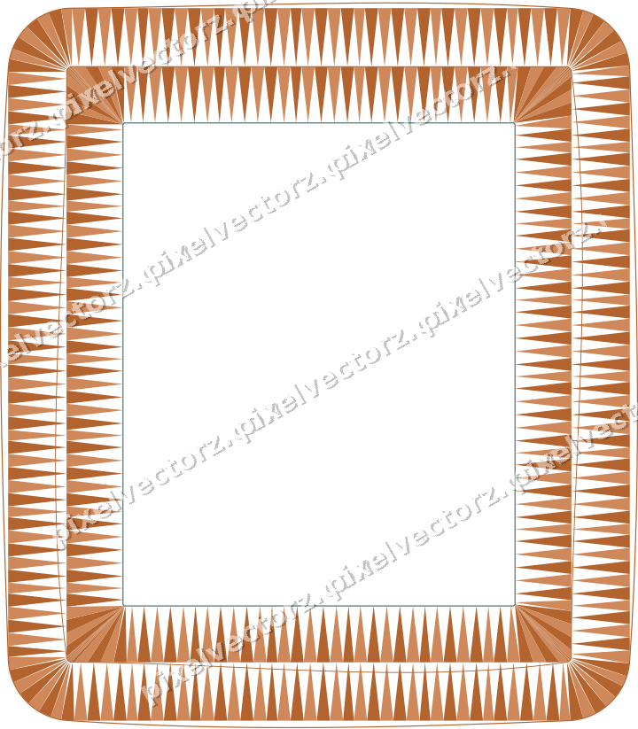 Decorative line art frame in orange and teal with label plaque