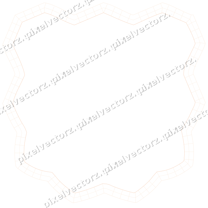 Decorative line art frame in blue and orange with shield