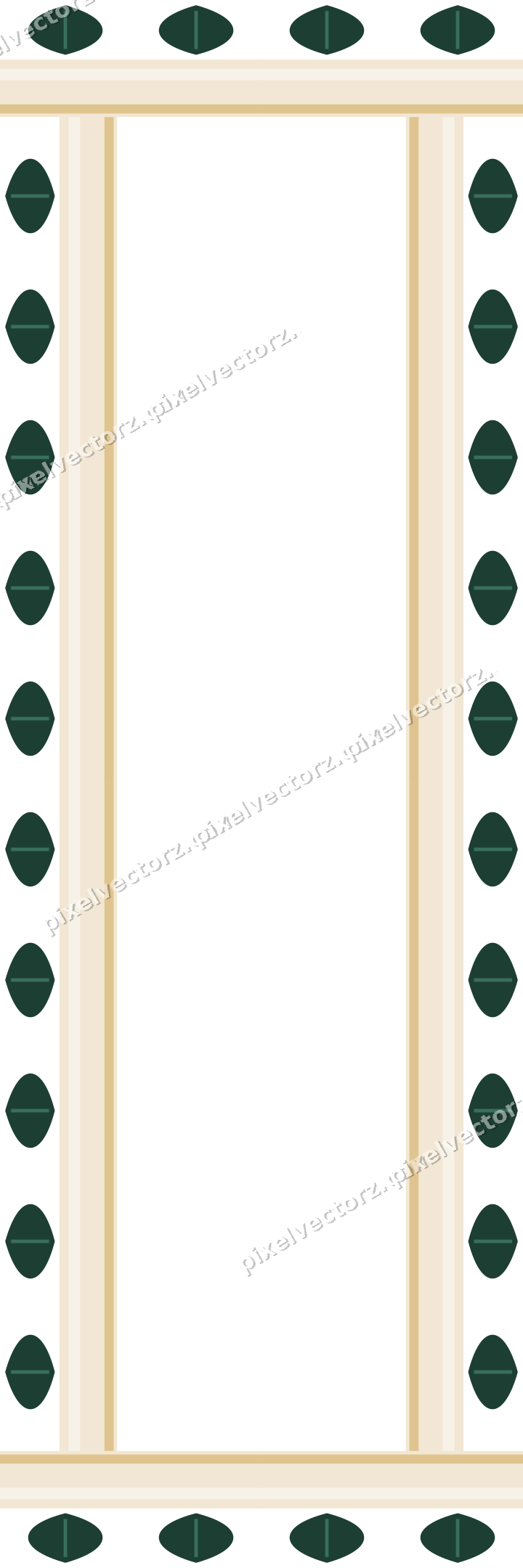 Decorative picture frame border in dark green with leaf moulding