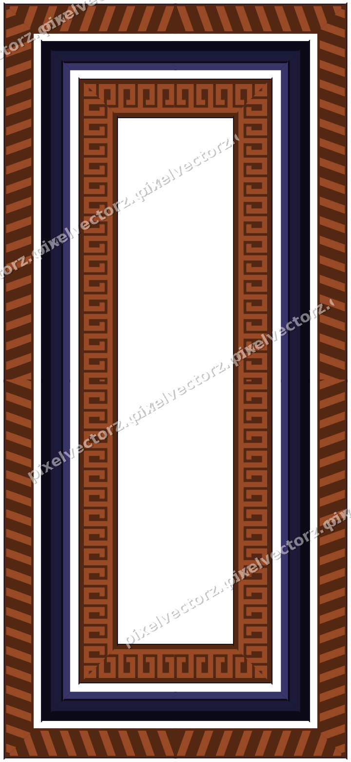 Decorative picture frame border in orange and blue with diagonal band