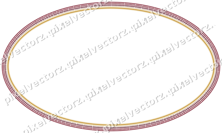 Decorative line art frame in dark pink and amber with oval