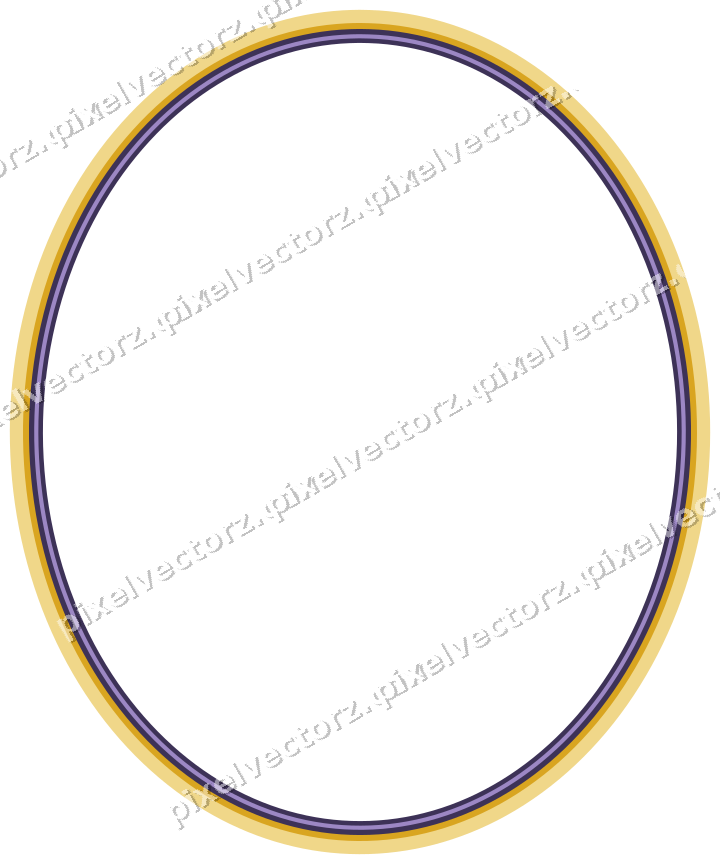 Decorative line art frame in amber and purple with oval and solid band