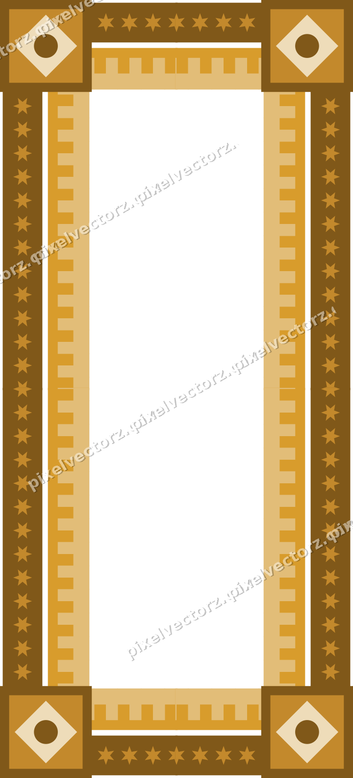 Decorative picture frame border in amber and dark teal with step band