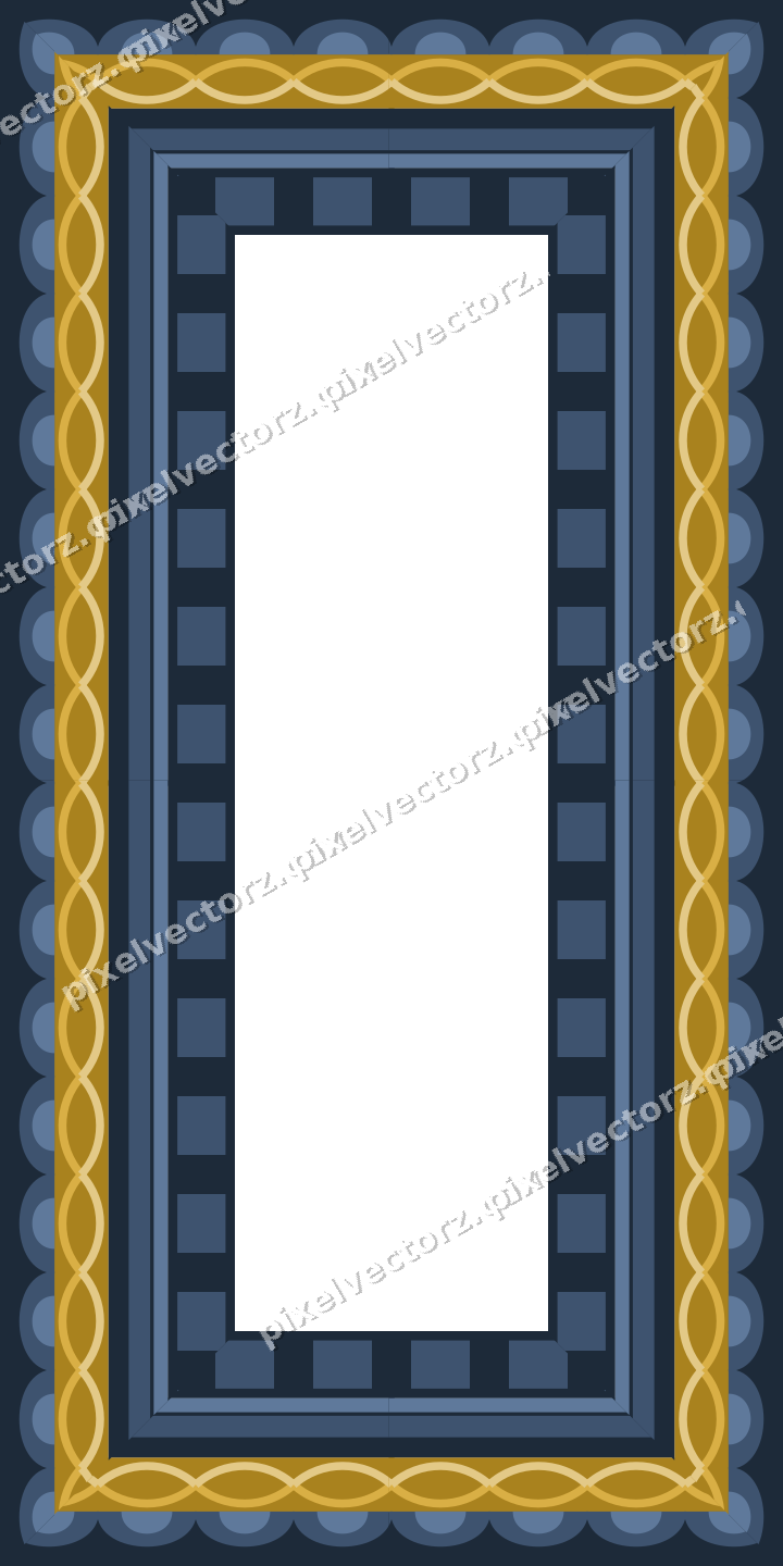 Decorative picture frame border in amber and green with guilloche