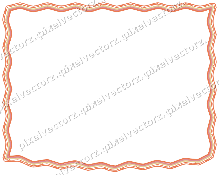 Decorative line art frame in red and orange with label plaque