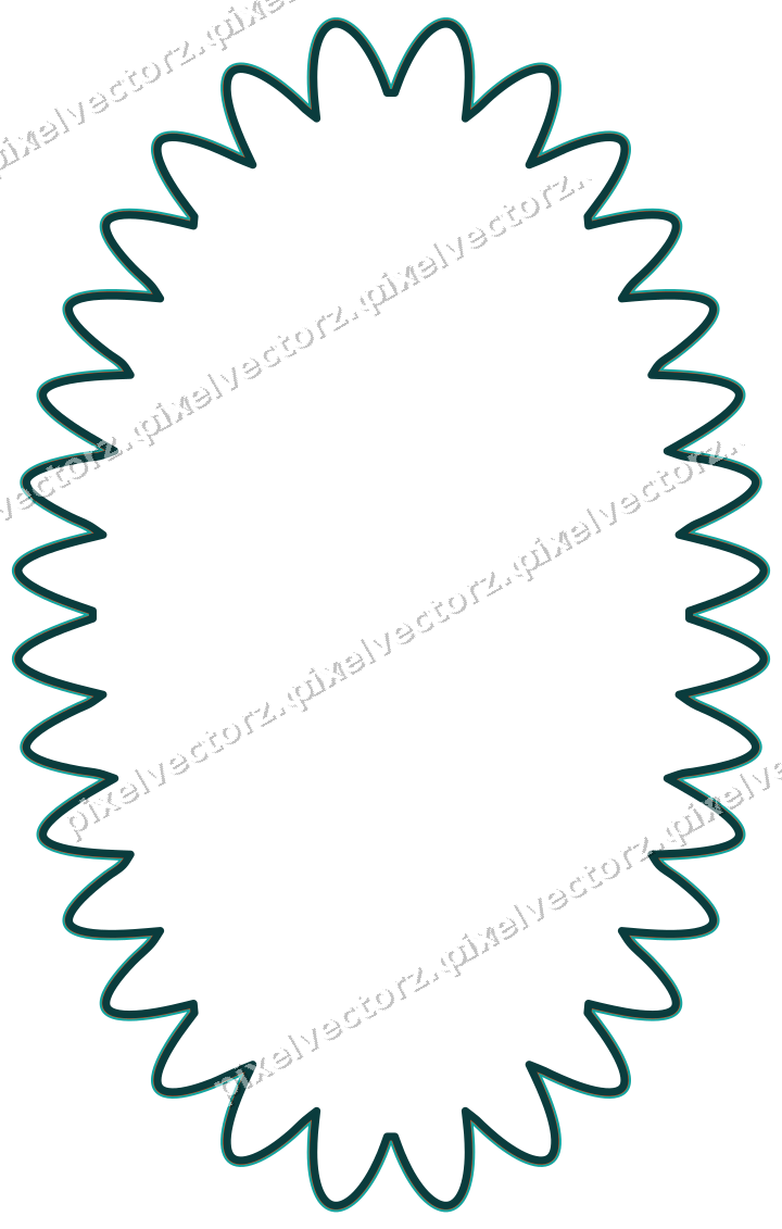 Decorative line art frame in orange and teal with oval