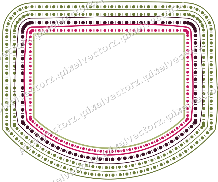 Decorative line art frame in lime and pink with label plaque