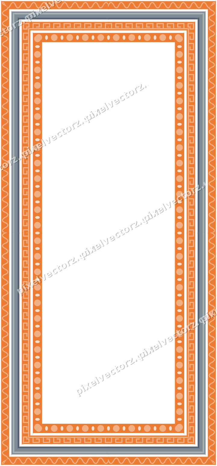 Decorative picture frame border in blue and orange with wave band