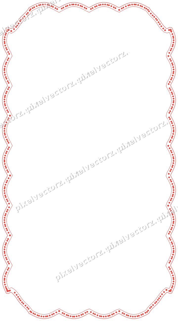 Decorative line art frame in red and orange with label plaque