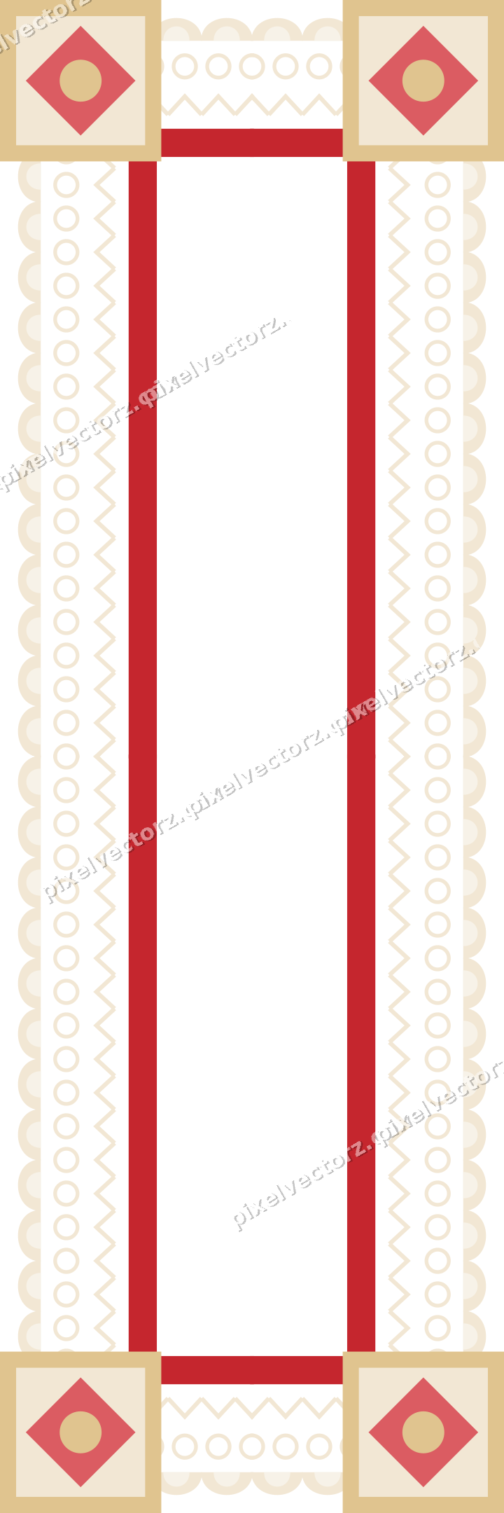 Decorative picture frame border in dark green and red with zigzag