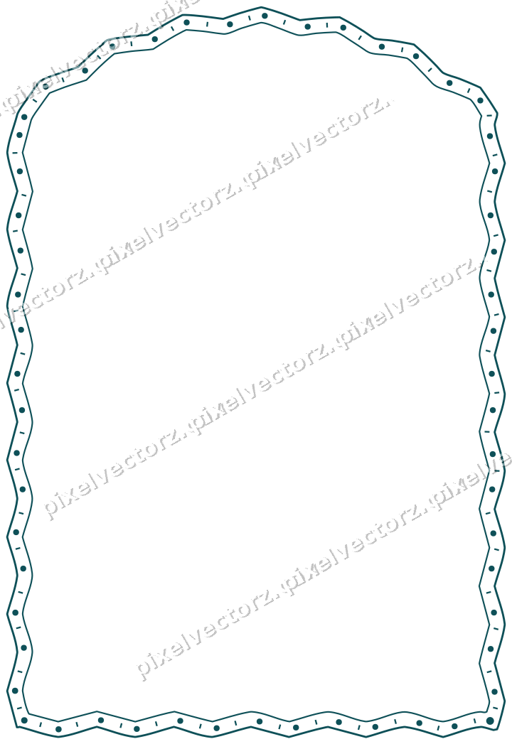 Decorative line art frame in dark teal and orange with label plaque