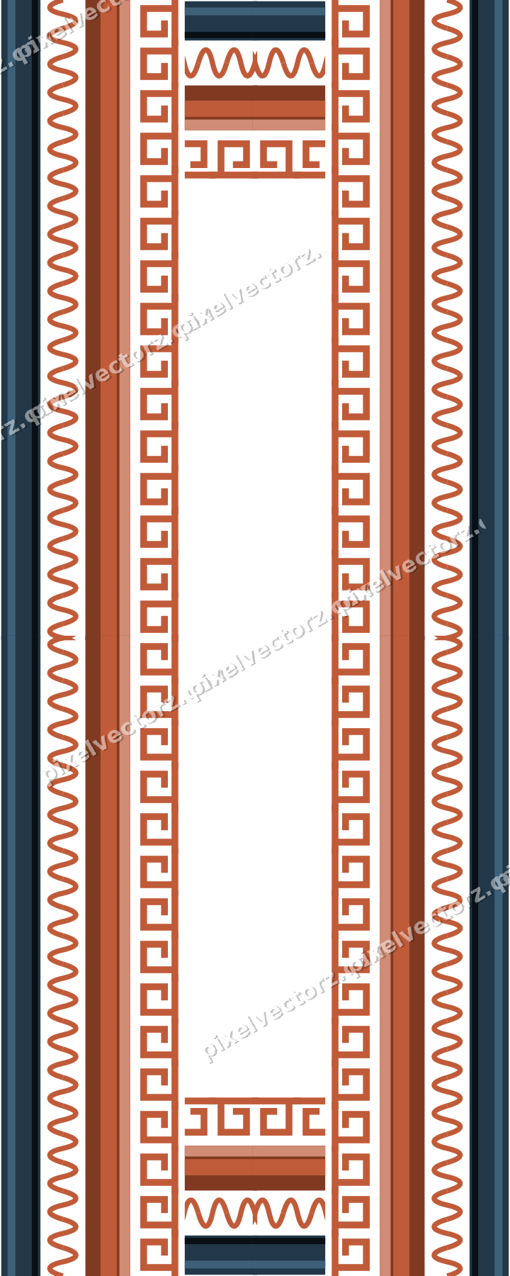 Decorative picture frame border in orange and cyan with wave band
